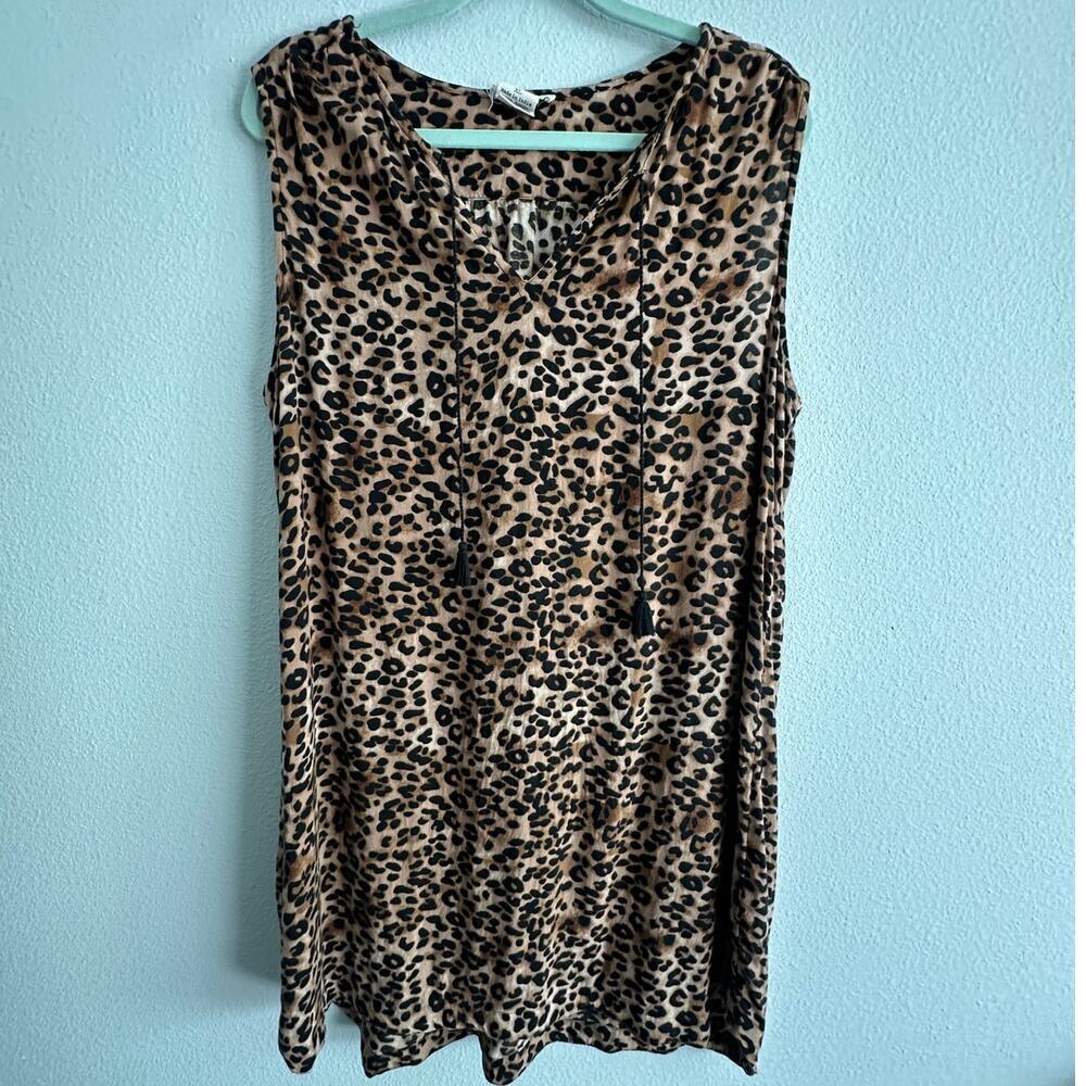 Beach lunch lounge Womens Dress Size XL Brown black Animal Print Leopard Dress